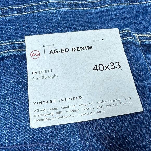 AG Adriano Goldschmied NWT Everett Slim Straight Jeans Size 40 x 33 Dark Blue - Picture 4 of 12